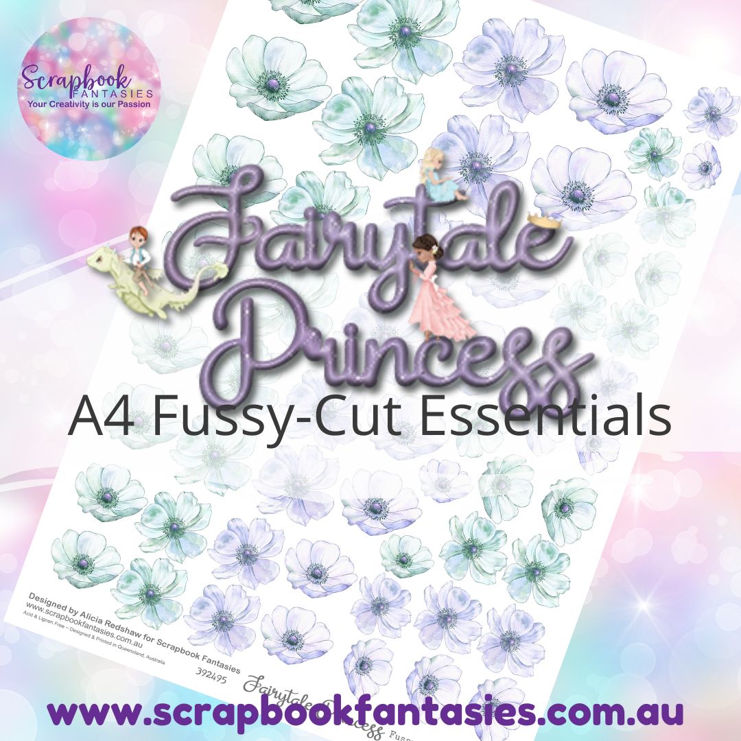 Fairytale Princess A4 Colour Fussy-Cut Essentials - Mint & Purple Flowers 392495