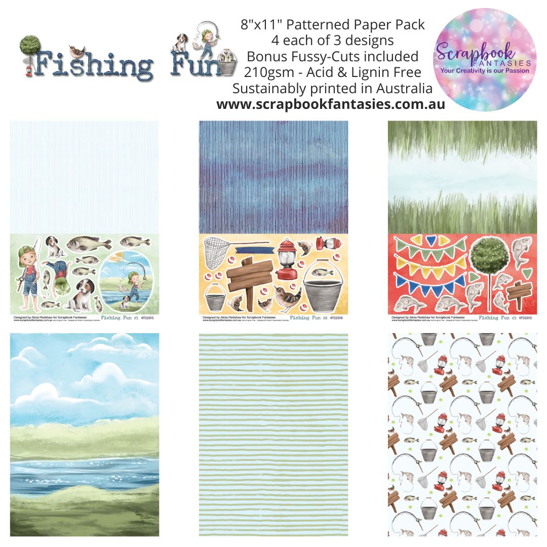 Fishing Fun 8"x11" Double-Sided Patterned Paper Pack - 8733300