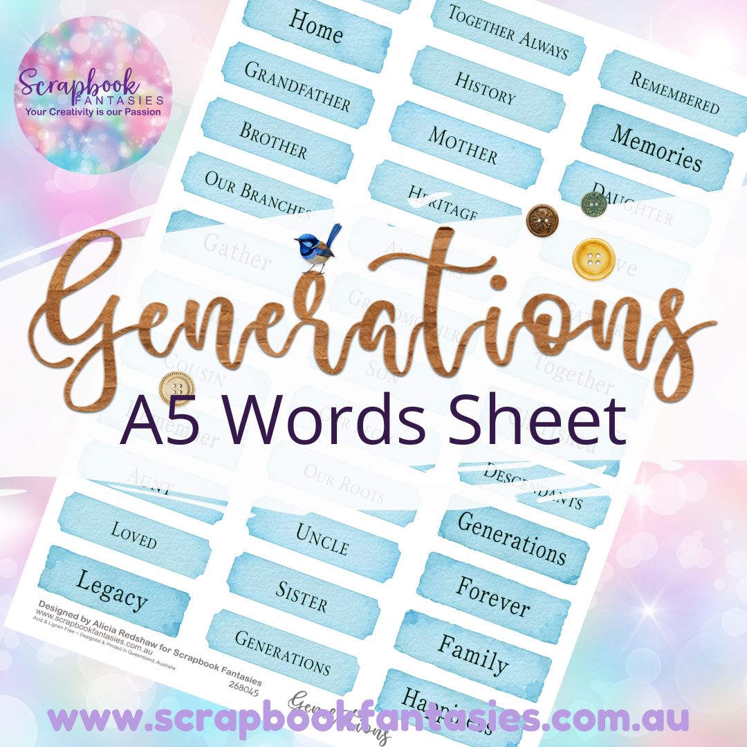 Generations A5 Words Sheet - Word Tiles 2 268045