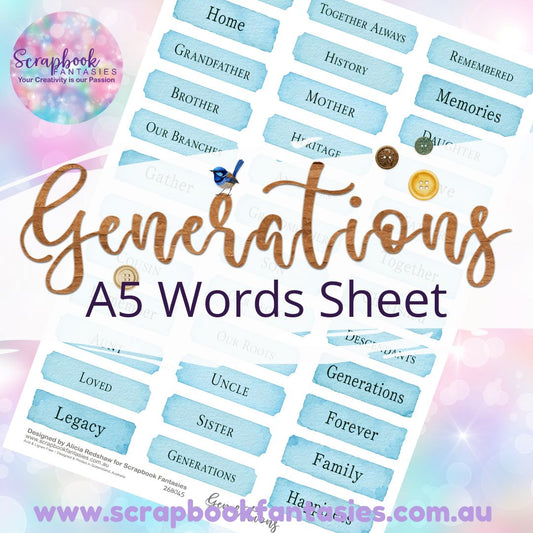 Generations A5 Words Sheet - Word Tiles 2 268045
