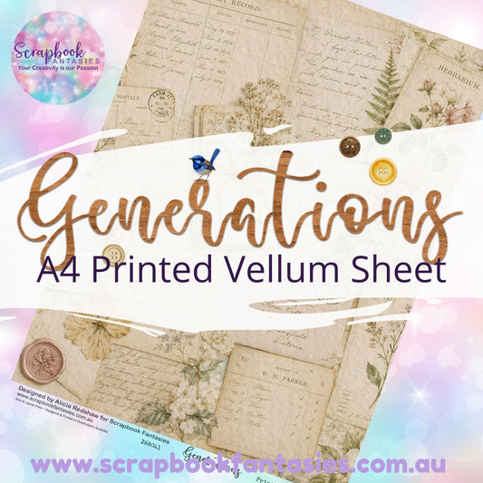 Generations A4 Printed Vellum Sheet - Ephemera Collage 268041