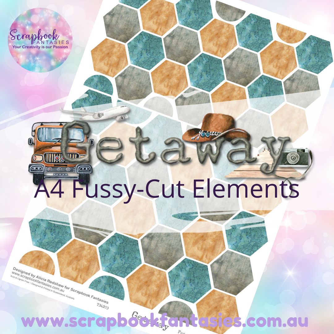 Getaway A4 Colour Fussy-Cut Elements - Hexagons 1 734203