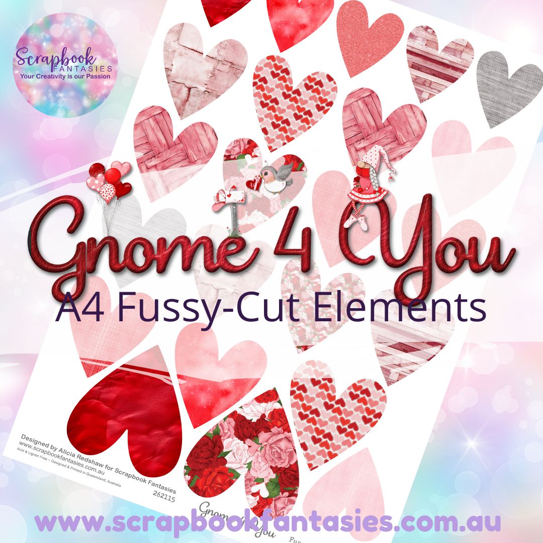 Gnome 4 You A4 Colour Fussy-Cut Elements - Large Hearts 1 262115