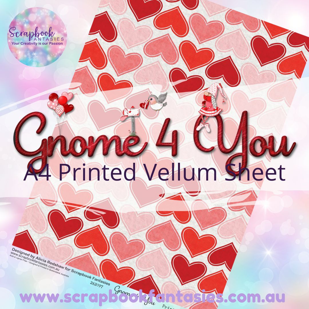 Gnome 4 You A4 Printed Vellum Sheet - Multi-Hearts 262097