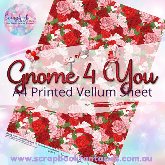 Gnome 4 You A4 Printed Vellum Sheet - Rose Print 262098