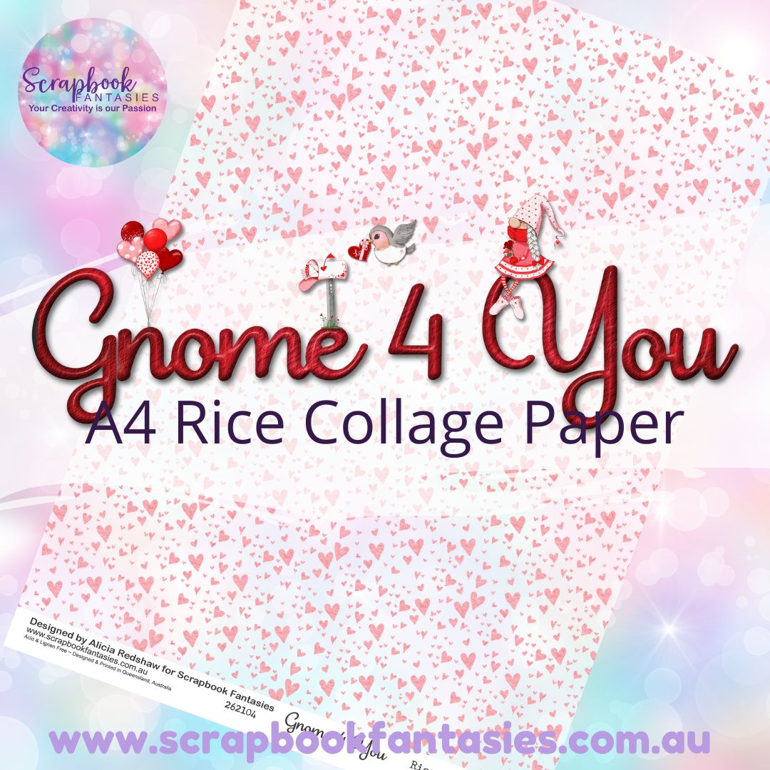 Gnome 4 You A4 Collage Paper - Pink Hearts 262104