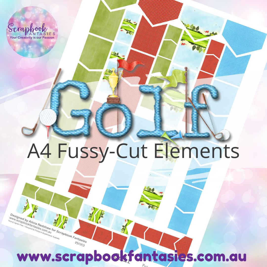 Golf A4 Colour Fussy-Cut Elements - Flags & Banners 250303