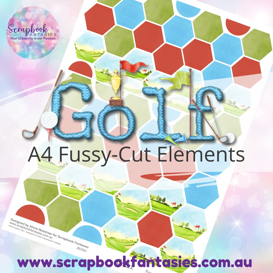 Golf A4 Colour Fussy-Cut Elements - Hexagons 250300