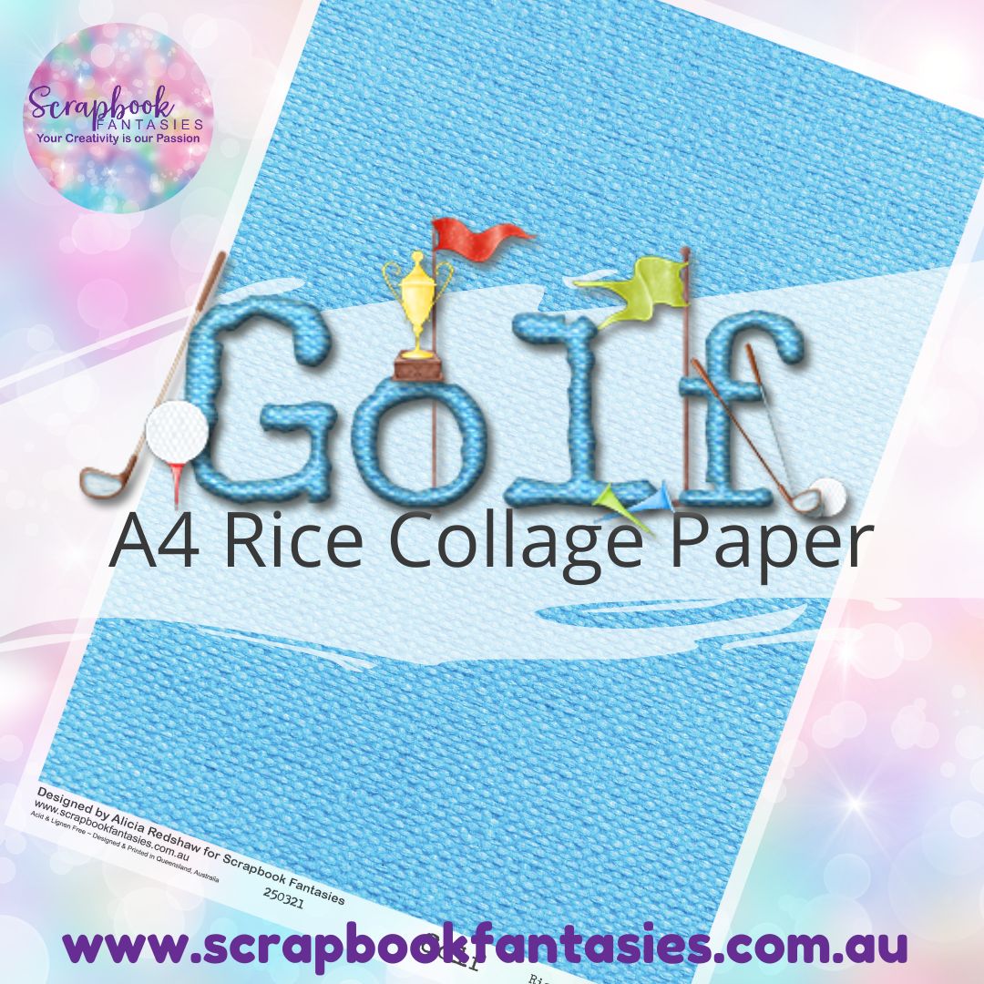 Golf A4 Rice Collage Paper - Blue Fabric Print 250321