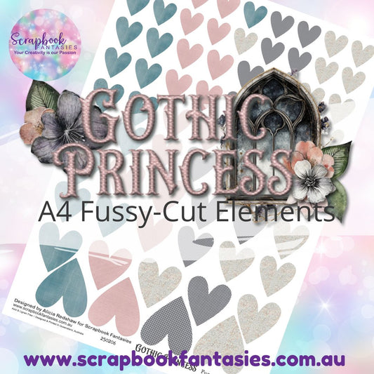 Gothic Princess A4 Colour Fussy-Cut Elements - Hearts 1-1 250206