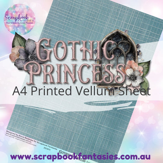 Gothic Princess A4 Printed Vellum Sheet - Teal Fabric 250200