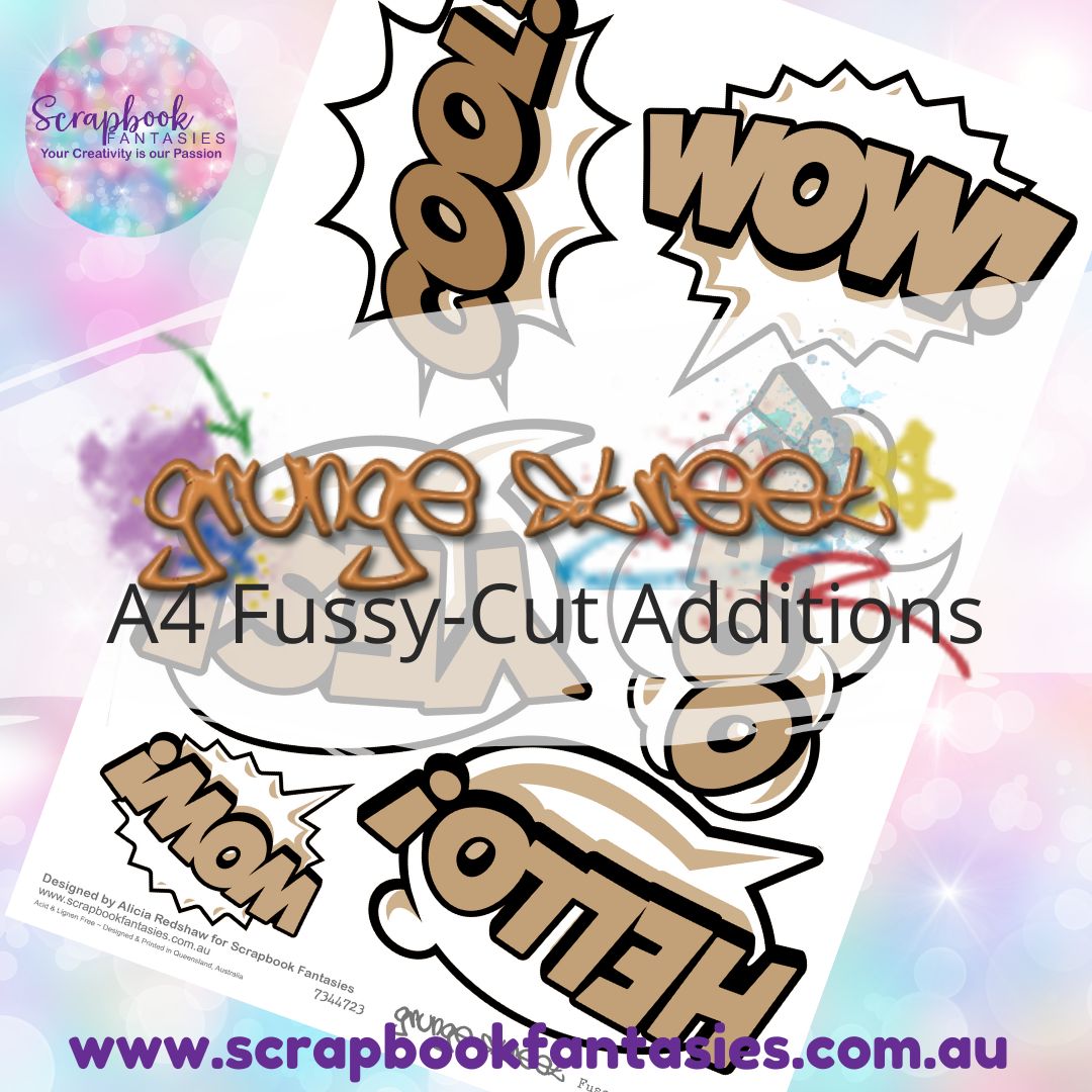 Grunge Street A4 Colour Fussy-Cut Additions - Action Words 5 7344723