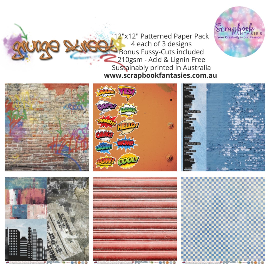 Grunge Street 12x12 Double-Sided Patterned Paper Pack (12 pieces) 7344700