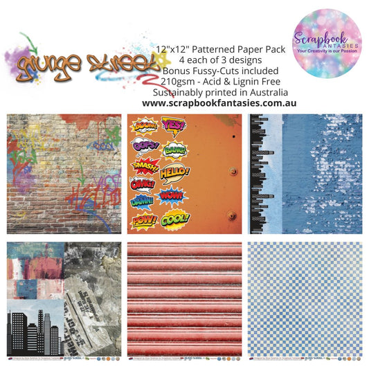 Grunge Street 12x12 Double-Sided Patterned Paper Pack (12 pieces) 7344700