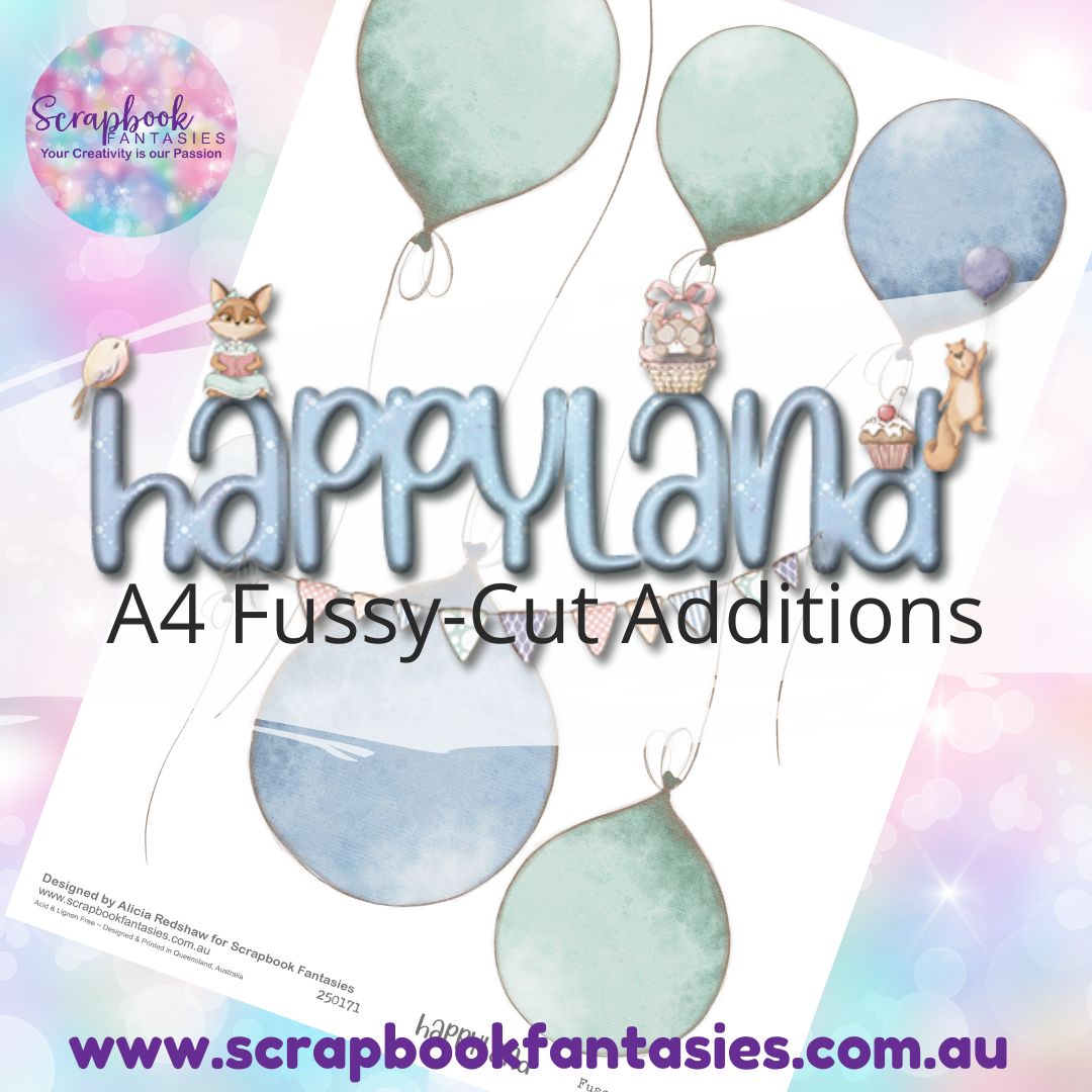 Happyland A4 Colour Fussy-Cut Additions - Big Balloons - Blue & Green 250171