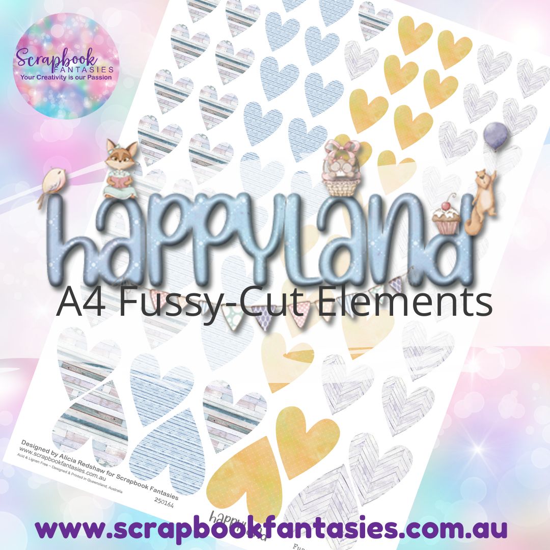 Happyland A4 Colour Fussy-Cut Elements - Hearts 1-2 250164