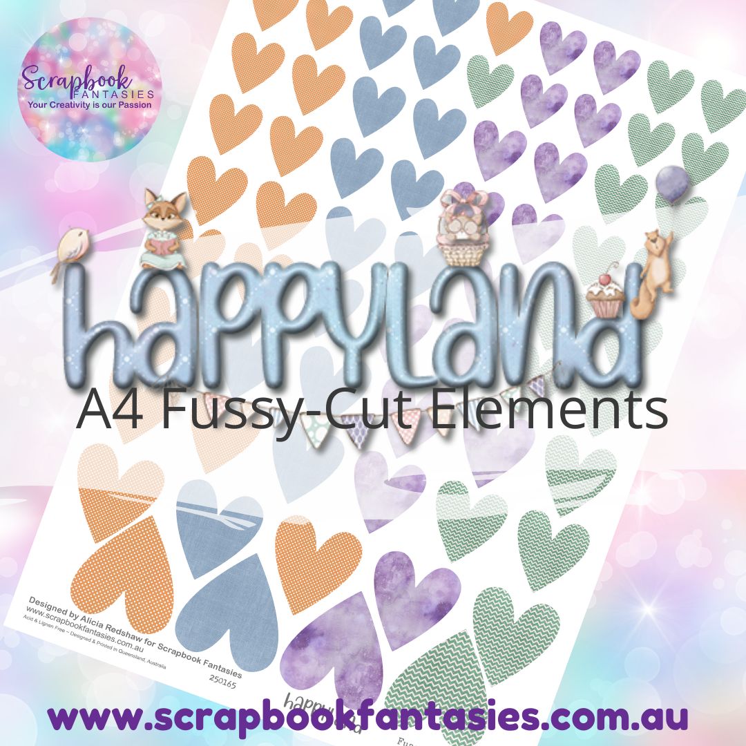 Happyland A4 Colour Fussy-Cut Elements - Hearts 1-3 250165