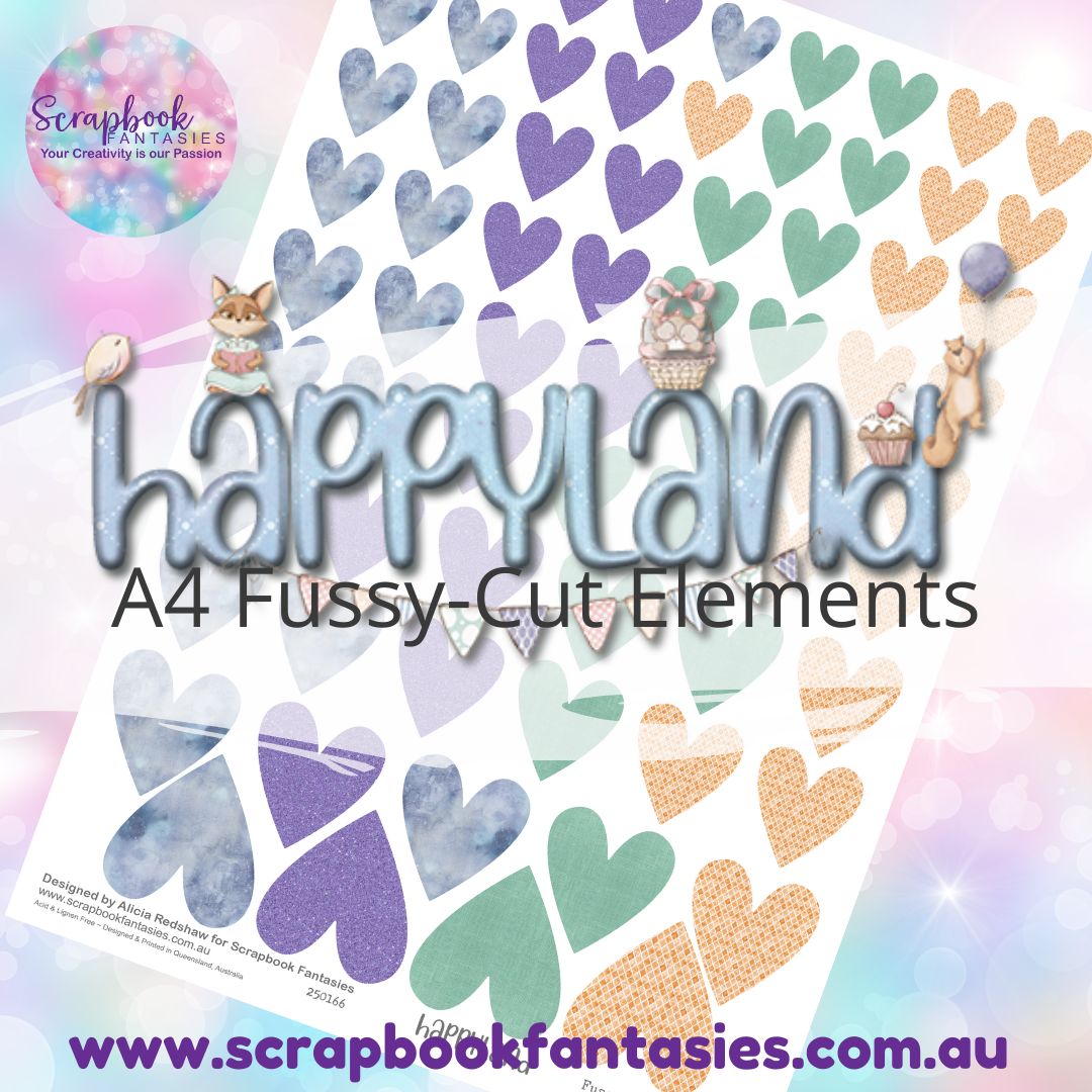 Happyland A4 Colour Fussy-Cut Elements - Hearts 1-4 250166