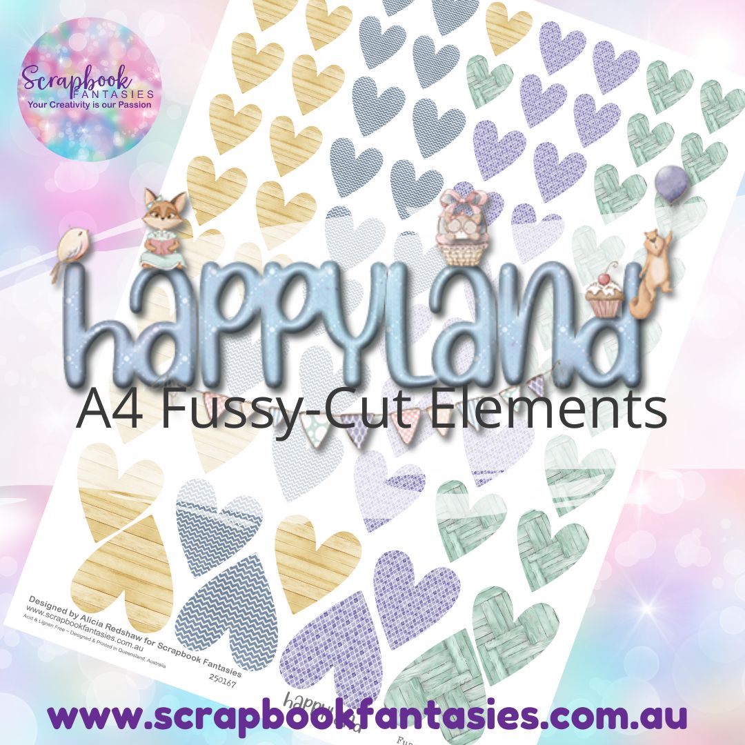 Happyland A4 Colour Fussy-Cut Elements - Hearts 1-5 250167