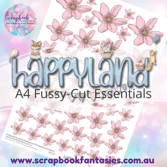 Happyland A4 Colour Fussy-Cut Essentials - Pink 6-Petal Flowers 250111