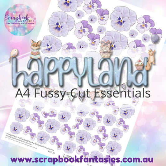 Happyland A4 Colour Fussy-Cut Essentials - Purple Pansies 250114