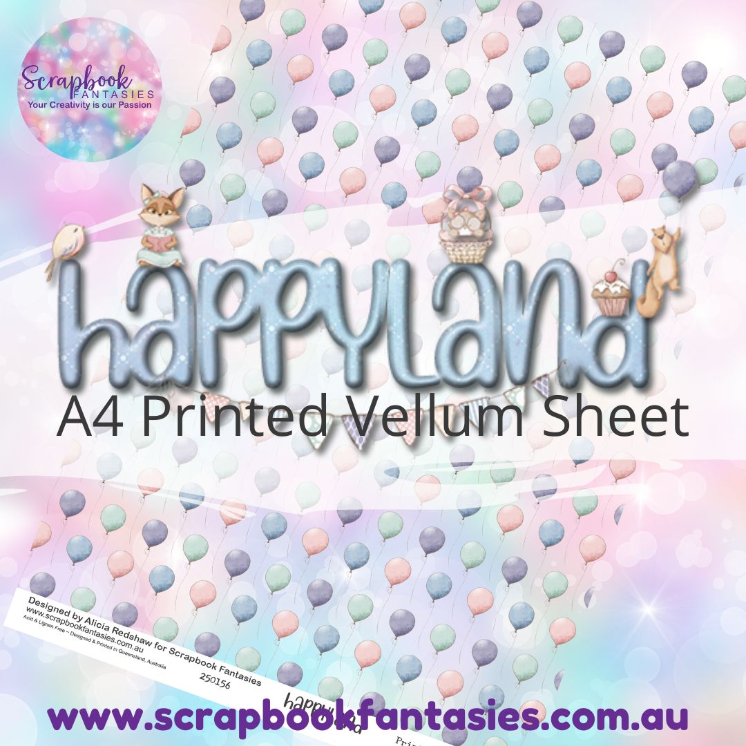 Happyland A4 Printed Vellum Sheet - Balloons 250156