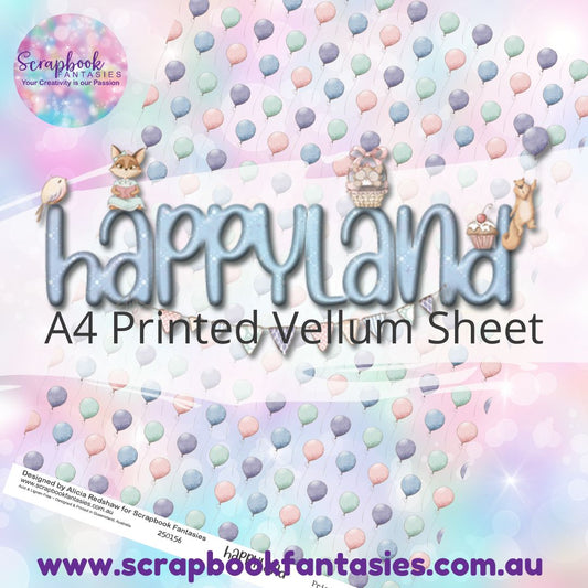 Happyland A4 Printed Vellum Sheet - Balloons 250156