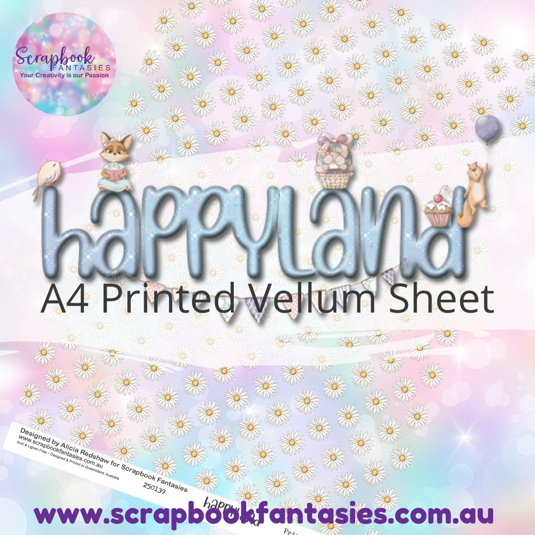 Happyland A4 Printed Vellum Sheet - Daisy Pattern 250139