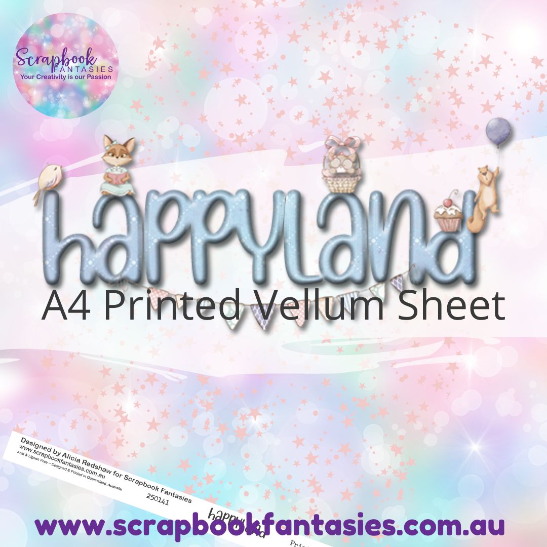 Happyland A4 Printed Vellum Sheet - Pink Star Pattern 250141