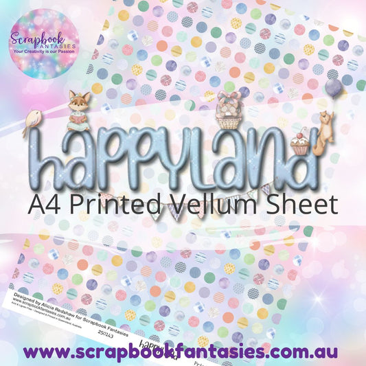 Happyland A4 Printed Vellum Sheet - Patterned Spots 250143