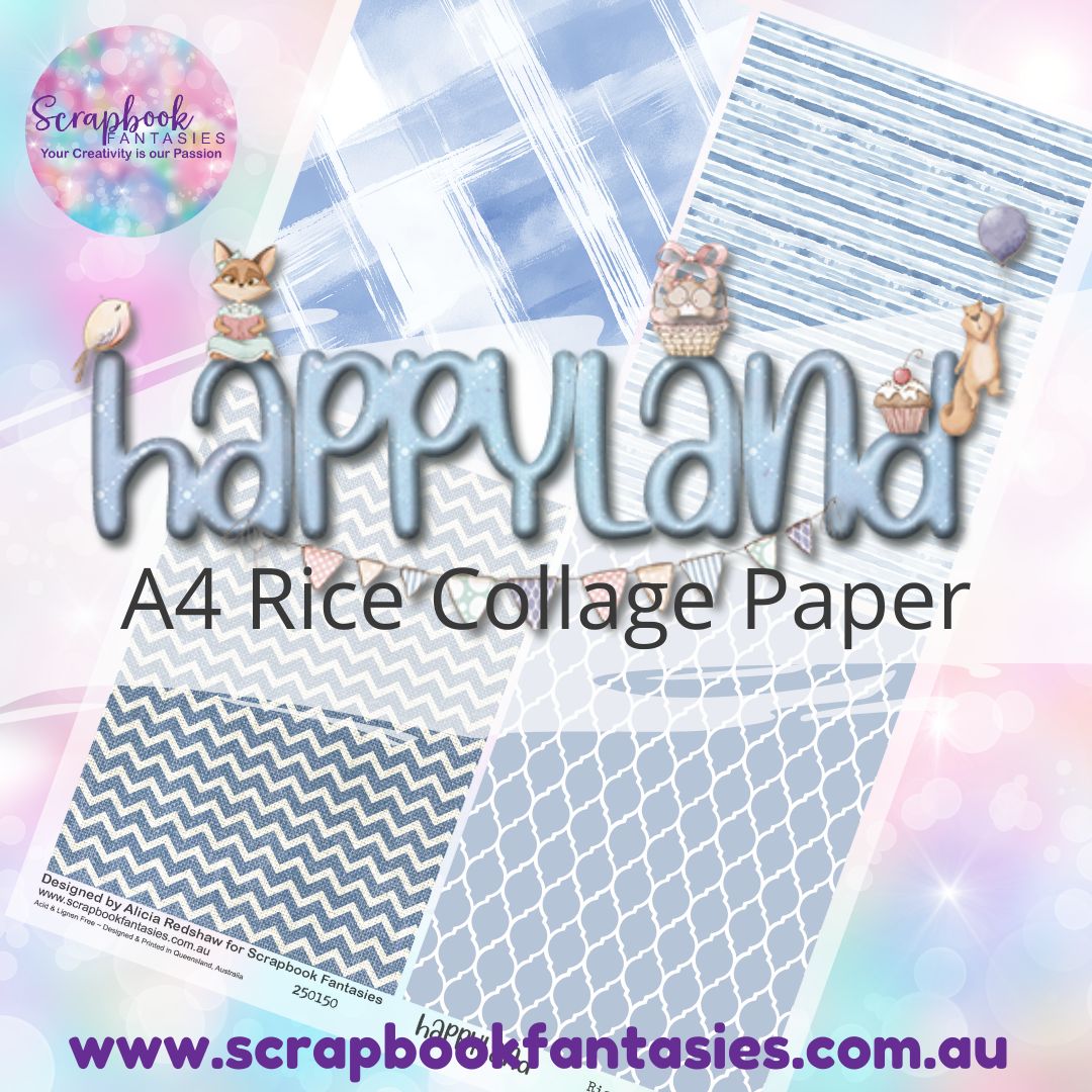 Happyland A4 Rice Collage Paper - Quarters 1 Blue 250150