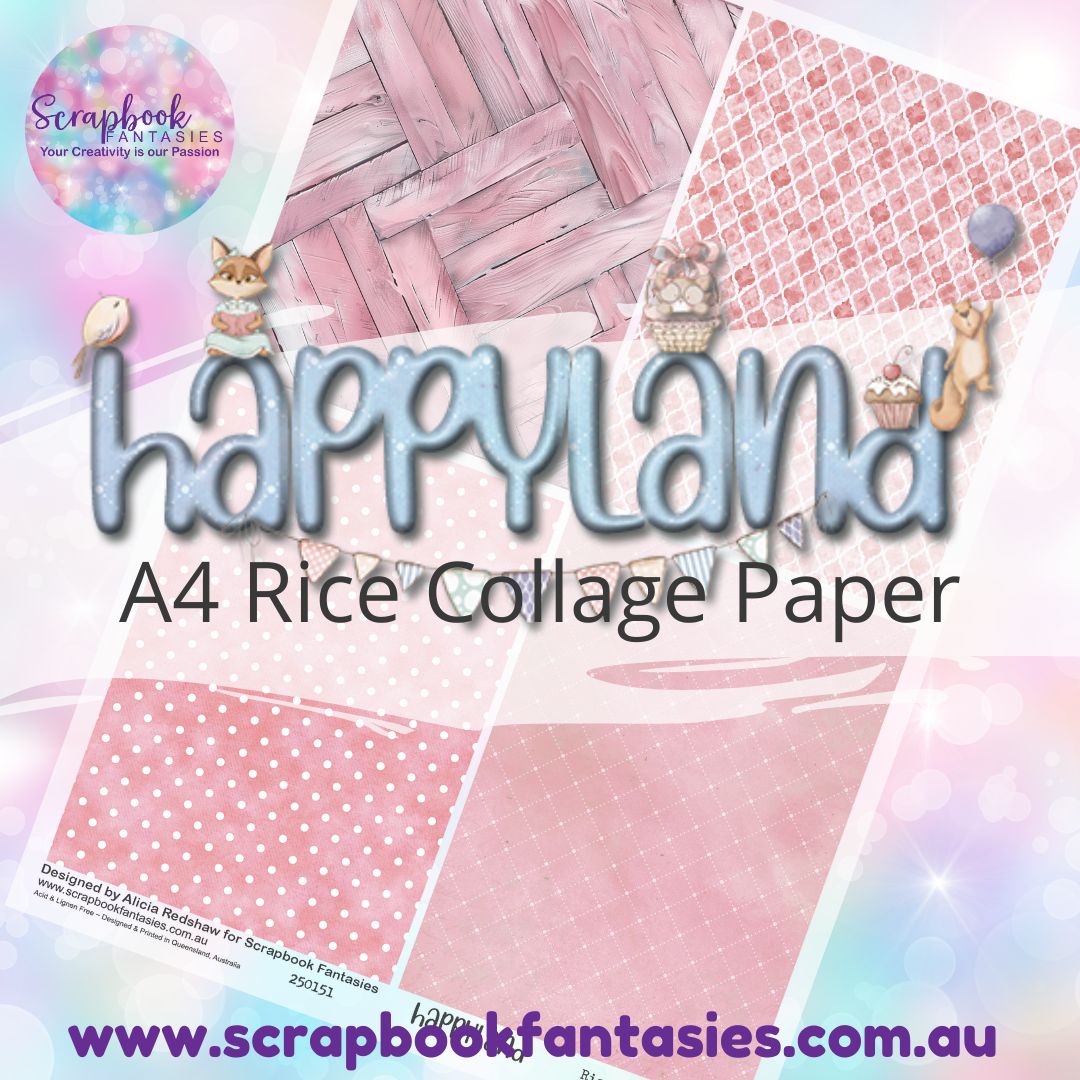 Happyland A4 Rice Collage Paper - Quarters 2 Peachy Pink 250151