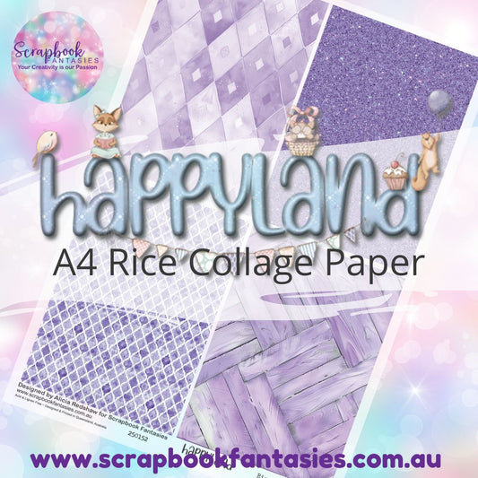 Happyland A4 Rice Collage Paper - Quarters 3 Purple 250152