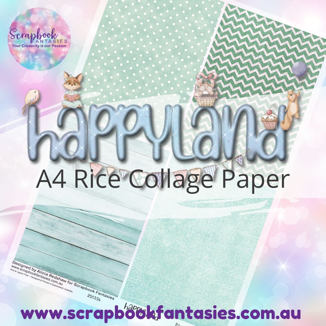 Happyland A4 Rice Collage Paper - Quarters 5 Minty Green 250154