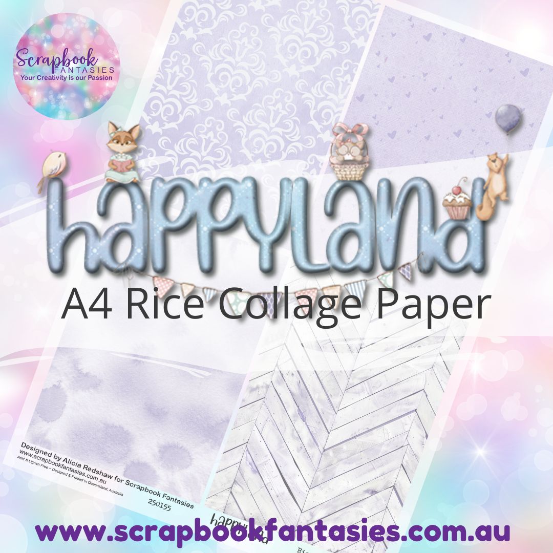 Happyland A4 Rice Collage Paper - Quarters 6 Lilac 250155