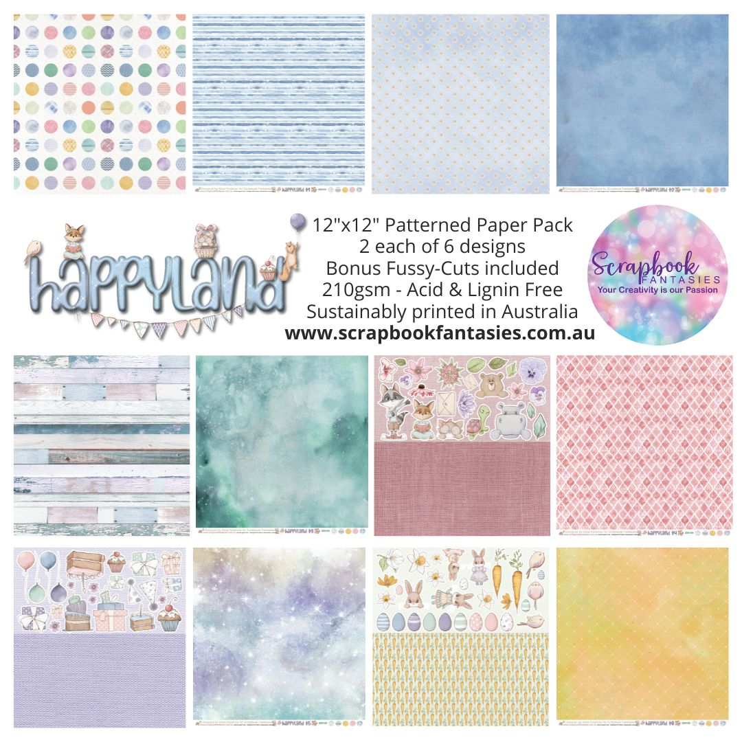 Happyland 12x12 Double-Sided Patterned Paper Pack - 250100