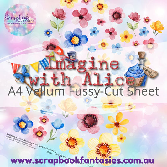 Imagine with Alice - A4 Vellum Colour Fussy-Cut Sheet - Flowers 13495