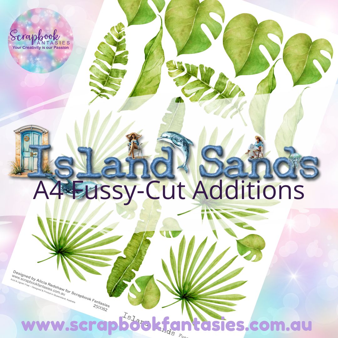 Island Sands A4 Colour Fussy-Cut Additions - Tropical Leaves - Green 250082