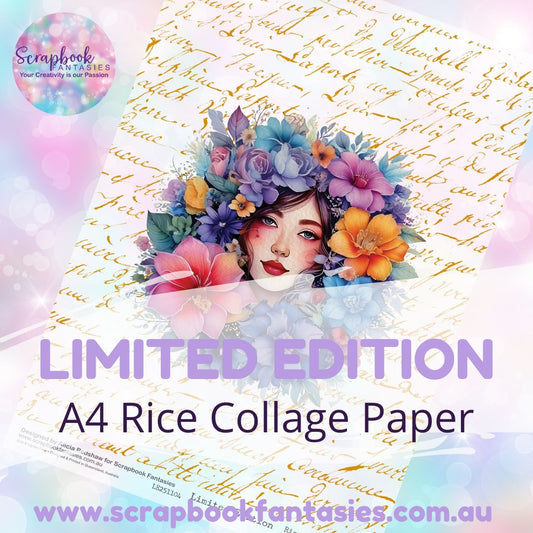 LIMITED EDITION A4 Rice Collage Paper - Script Lady 4 LE251104