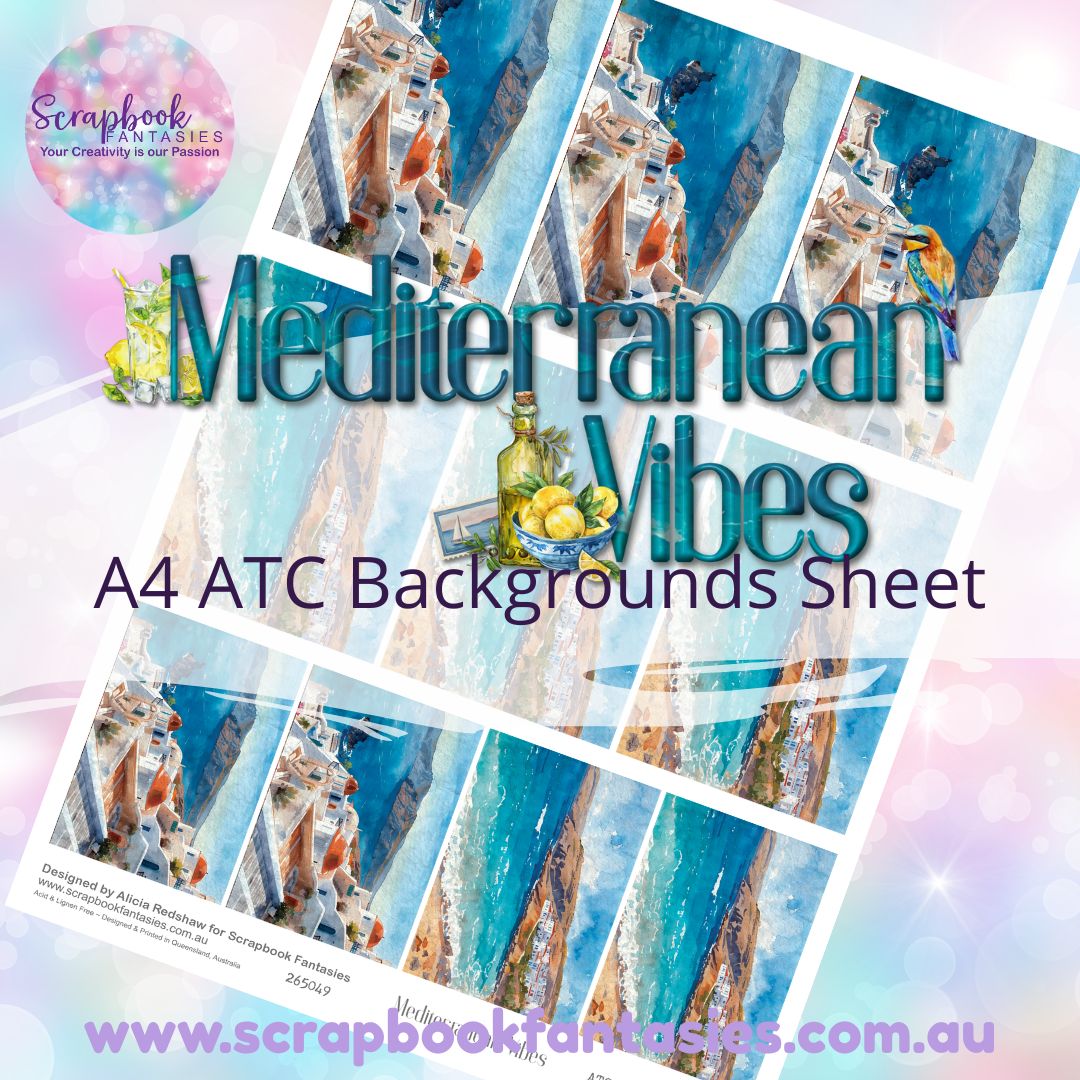 Mediterranean Vibes A4 ATC Backgrounds Sheet 3 265049