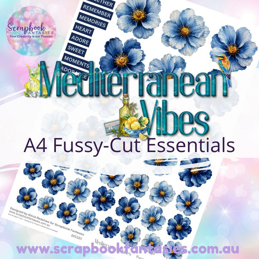 Mediterranean Vibes A4 Colour Fussy-Cut Essentials - Blue Flowers 265120
