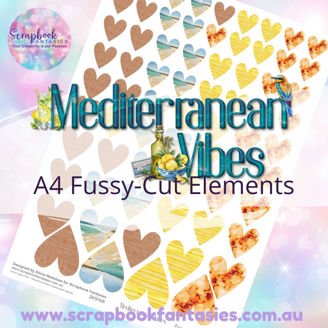 Mediterranean Vibes A4 Colour Fussy-Cut Elements - Hearts 1-1 265068
