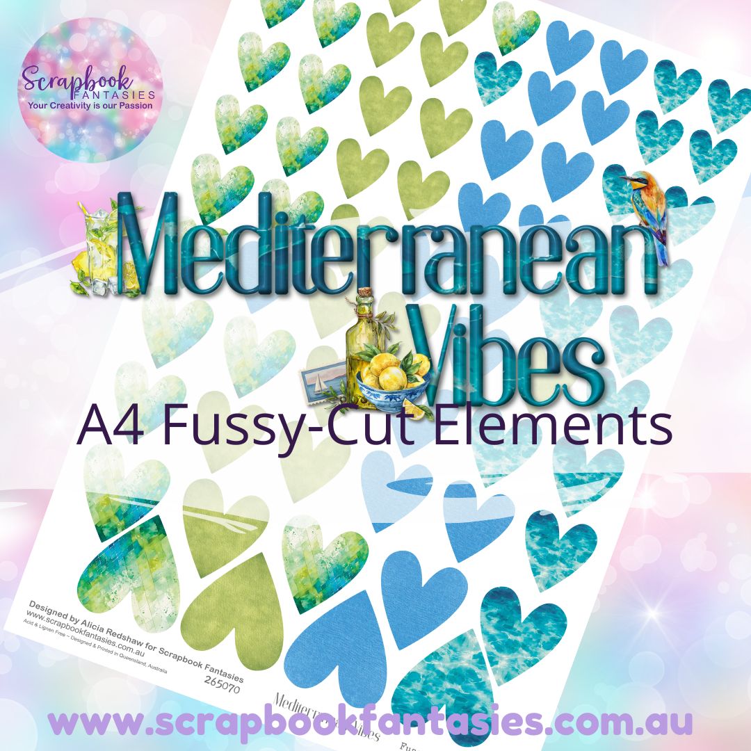 Mediterranean Vibes A4 Colour Fussy-Cut Elements - Hearts 1-3 265070