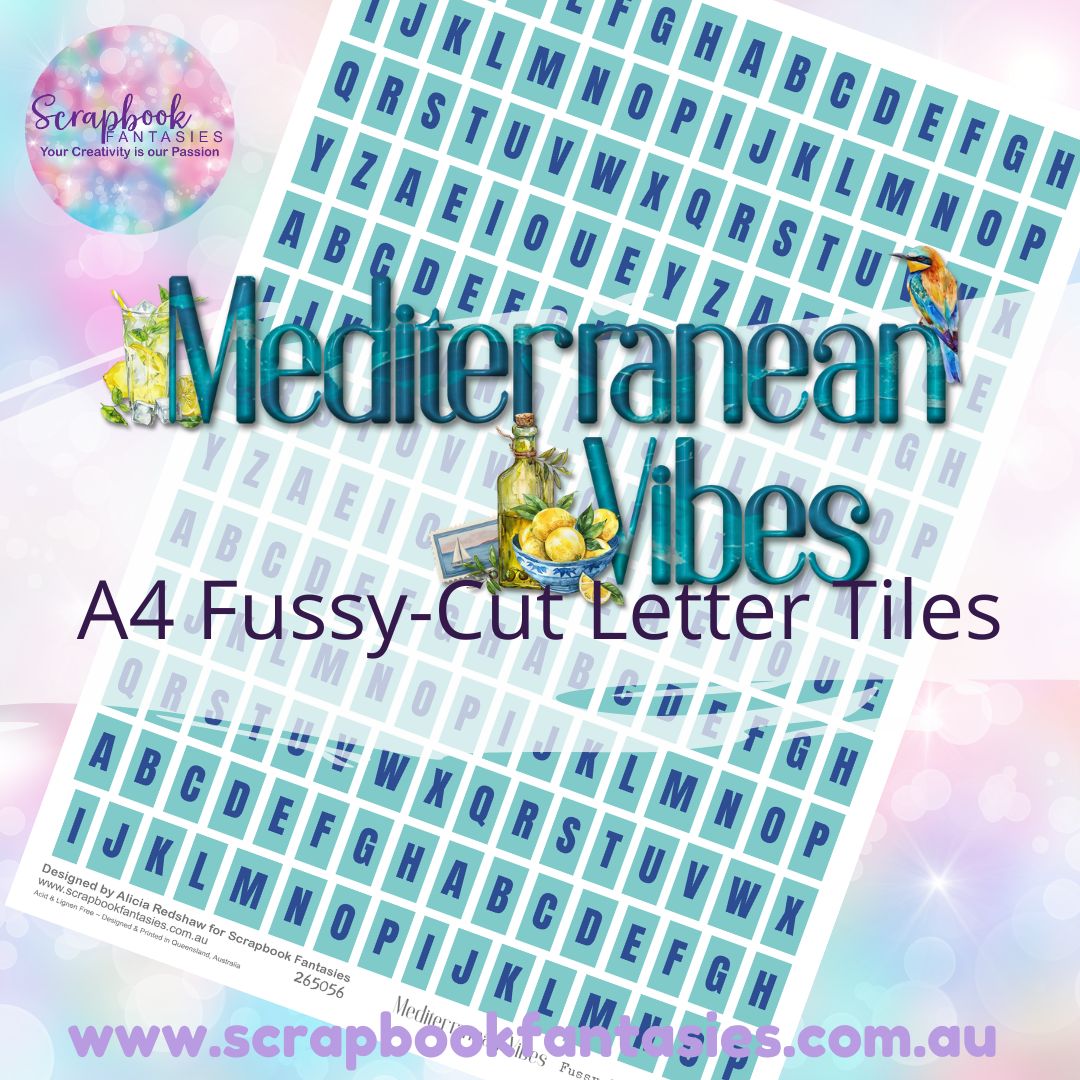 Mediterranean Vibes Colour Fussy-Cut Letter Tiles - Medium 265056