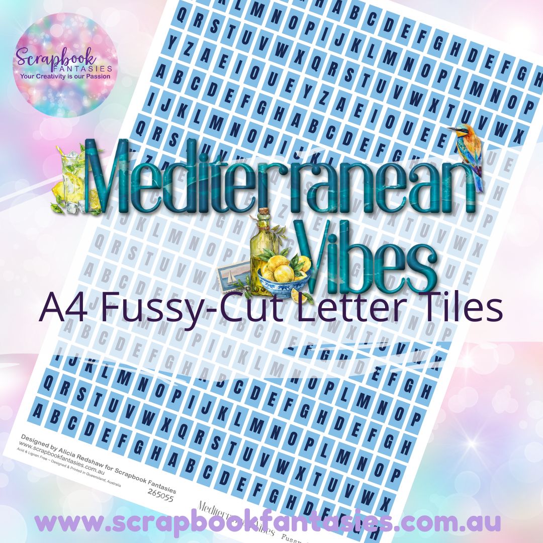 Mediterranean Vibes Colour Fussy-Cut Letter Tiles - Small 265055