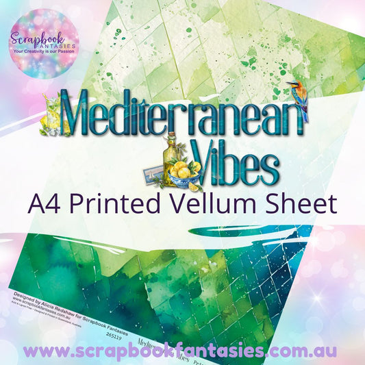 Mediterranean Vibes A4 Printed Vellum Sheet - Aquamarine Diamonds 265119