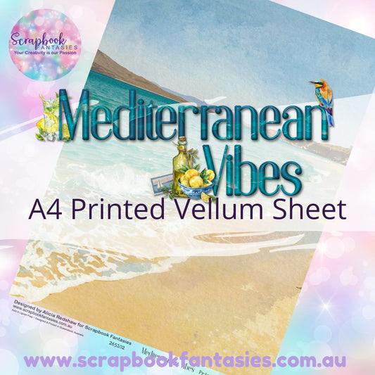 Mediterranean Vibes A4 Printed Vellum Sheet - Beach Scene 265102