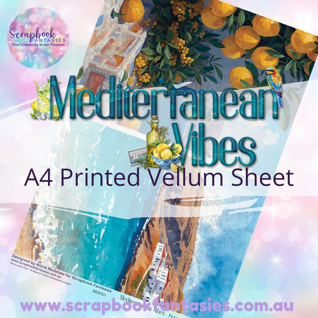Mediterranean Vibes A4 Printed Vellum Sheet - Halves 1 265010