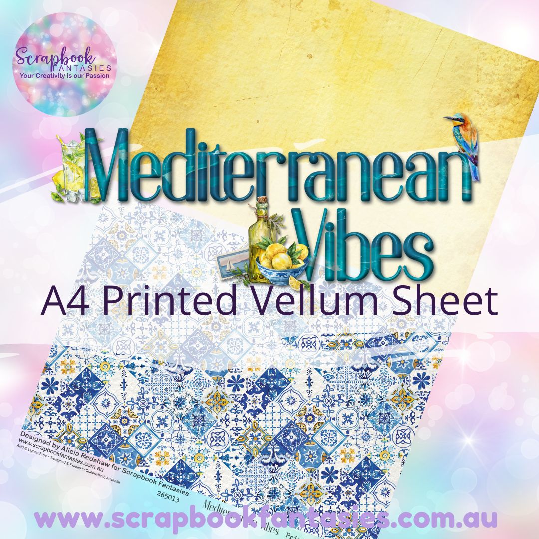 Mediterranean Vibes A4 Printed Vellum Sheet - Halves 4 265013
