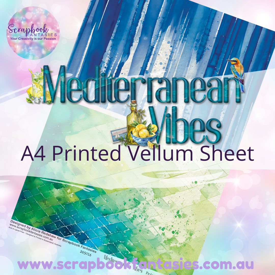 Mediterranean Vibes A4 Printed Vellum Sheet - Halves 7 265016